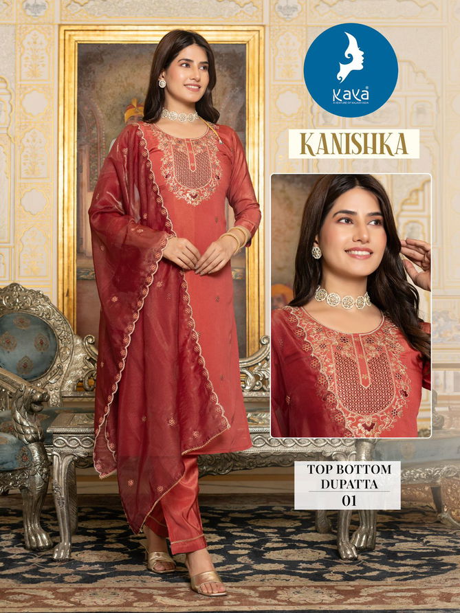 Kanishka By Kaya Tissue Shimmer Kurti With Bottom Dupatta Orders In India